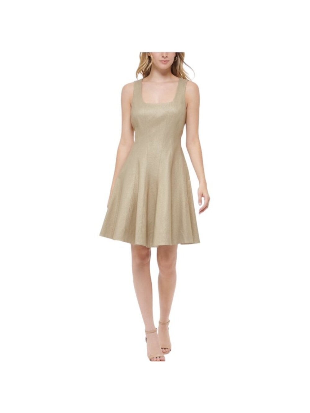 Tommy Hilfiger NWT $149 Women's Gold Metallic Fit & Flare Mini Dress, Size 12
